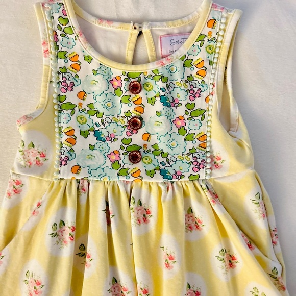Sweet Honey Yellow Floral Sleeveless Dress with Pockets Girls Size 5 - Picture 11 of 16